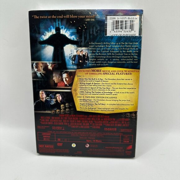 Angels And Demons Two Disc Extended Edition DVD Tom Hanks Rating Not Rated - Picture 3 of 5
